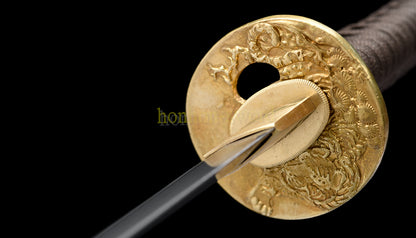 Épée de samouraï japonaise en acier plié noir, katana, lame tranchante faite à la main, noire 