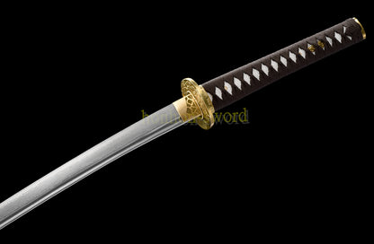 Épée de samouraï japonaise en acier plié noir, katana, lame tranchante faite à la main, noire 