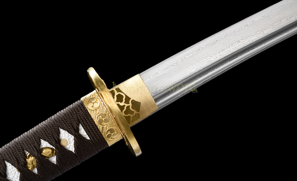 Épée de samouraï japonaise en acier plié noir, katana, lame tranchante faite à la main, noire 