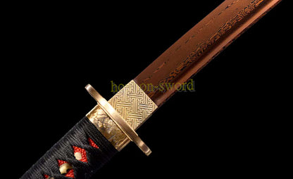 Épée de samouraï japonaise en acier plié noir, katana, lame tranchante faite à la main, noire 