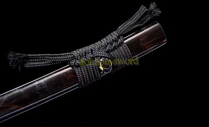 Épée de samouraï japonaise en acier plié noir, katana, lame tranchante faite à la main, noire 