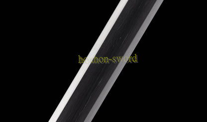 Japanisches Samurai-Schwert Katana aus schwarzem gefaltetem Stahl, Full Tang, handgefertigt, scharfe Klinge, schwarz 