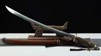 Épée de samouraï japonaise en acier plié noir, katana, lame tranchante faite à la main, noire 