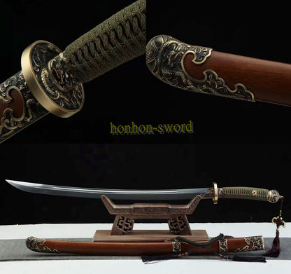 Épée de samouraï japonaise en acier plié noir, katana, lame tranchante faite à la main, noire 