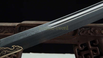 Épée de samouraï japonaise en acier plié noir, katana, lame tranchante faite à la main, noire 