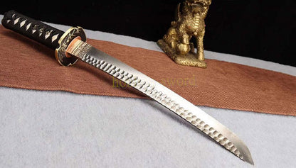 20" Damaskus gefalteter Stahl Tanto japanisches Samurai-Kurzschwert Shirasaya schwarzes Holz 