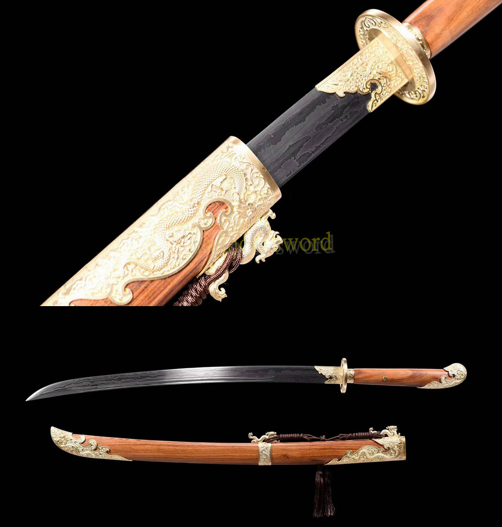 31 inch Damascus Folded Steel Ming Dynasty Dao 绣春刀 Chinese Broad Sword Sharp