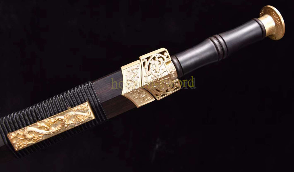 Forge à la main Damas Katana en acier plié épée de samouraï japonais tranchante tout noir 