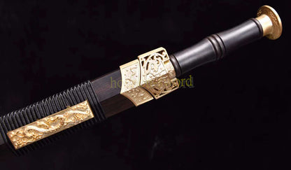 Forge à la main Damas Katana en acier plié épée de samouraï japonais tranchante tout noir 