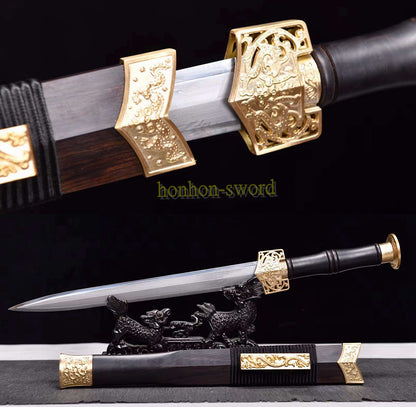Forge à la main Damas Katana en acier plié épée de samouraï japonais tranchante tout noir 