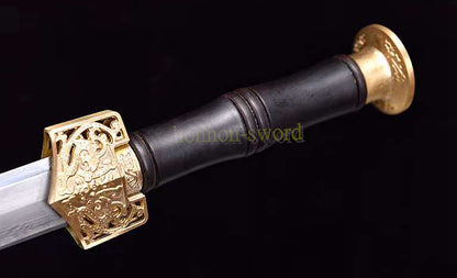 Forge à la main Damas Katana en acier plié épée de samouraï japonais tranchante tout noir 