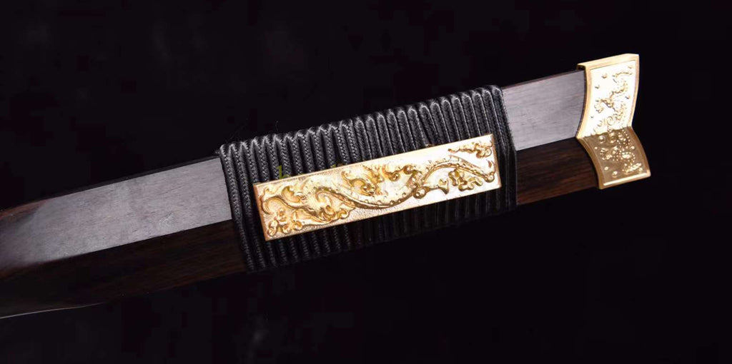Forge à la main Damas Katana en acier plié épée de samouraï japonais tranchante tout noir 