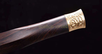 Forge à la main Damas Katana en acier plié épée de samouraï japonais tranchante tout noir 