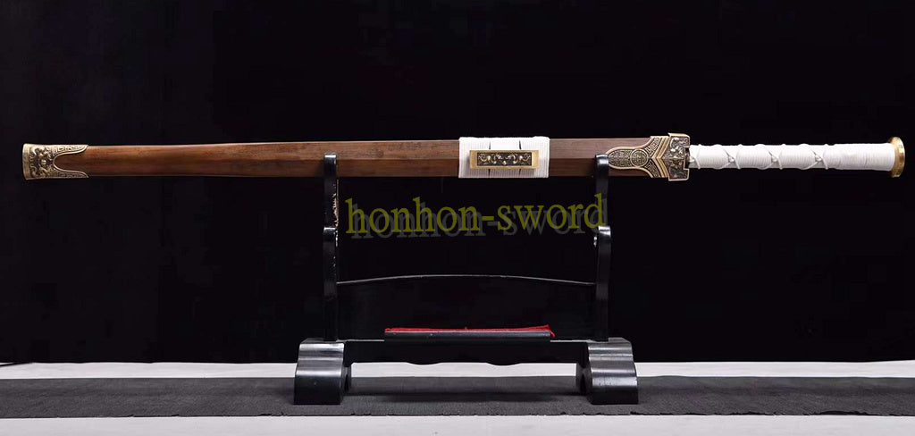 Damascus Folded Steel HanJian 汉剑 Chinese Jian Sword Sharp Rosewood Sheath