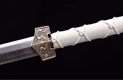 Damascus Folded Steel HanJian 汉剑 Chinese Jian Sword Sharp Rosewood Sheath