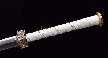 Damascus Folded Steel HanJian 汉剑 Chinese Jian Sword Sharp Rosewood Sheath