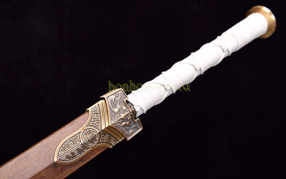 Damascus Folded Steel HanJian 汉剑 Chinese Jian Sword Sharp Rosewood Sheath