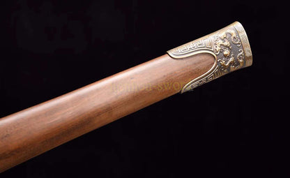 Damascus Folded Steel HanJian 汉剑 Chinese Jian Sword Sharp Rosewood Sheath