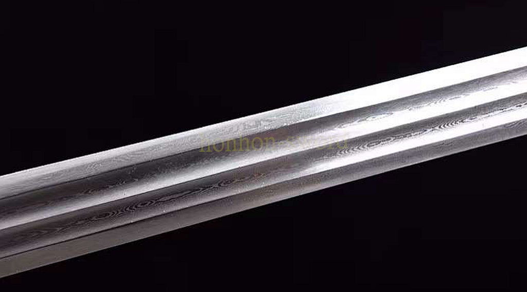 Damascus Folded Steel HanJian 汉剑 Chinese Jian Sword Sharp Rosewood Sheath