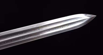 Damascus Folded Steel HanJian 汉剑 Chinese Jian Sword Sharp Rosewood Sheath