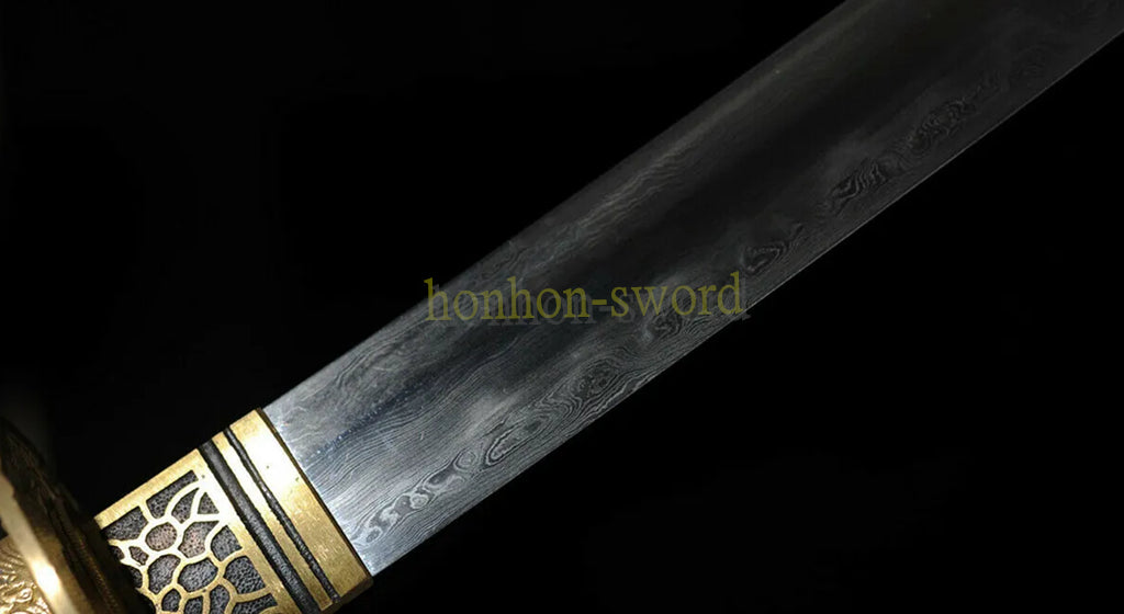 Épée de samouraï japonaise en acier plié noir, katana, lame tranchante faite à la main, noire 