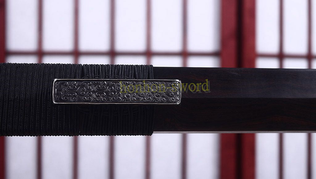 Damascus Folded Steel HanJian 汉剑 Chinese Jian Sword Sharp Ebony Sheath Iron Fittings