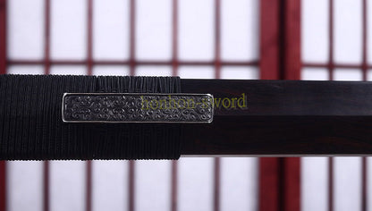 Damascus Folded Steel HanJian 汉剑 Chinese Jian Sword Sharp Ebony Sheath Iron Fittings
