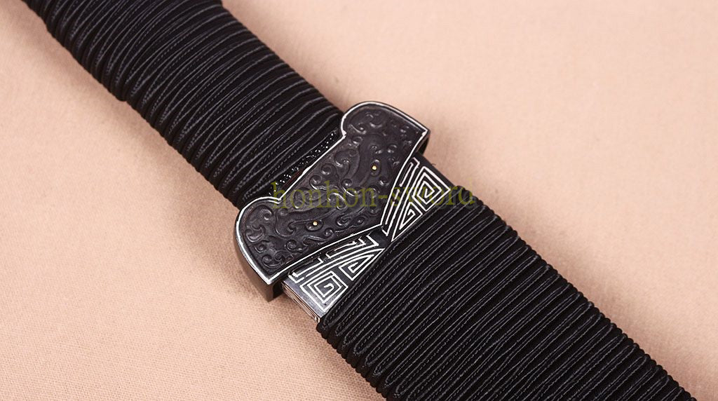 Damascus Folded Steel HanJian 汉剑 Chinese Jian Sword Sharp Ebony Sheath Iron Fittings