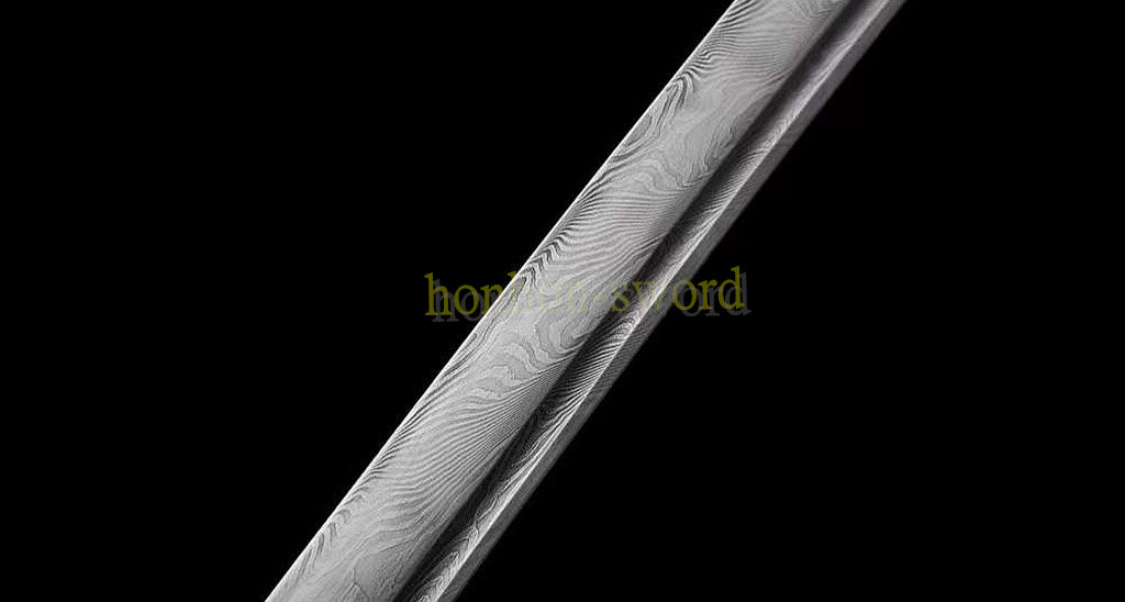 Damascus Folded Steel Katana Twisted Pattern Japanese Samurai Sword Battle Ready Black