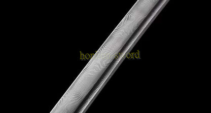 Damascus Folded Steel Katana Twisted Pattern Japanese Samurai Sword Battle Ready Black