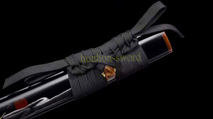 Damascus Folded Steel Katana Twisted Pattern Japanese Samurai Sword Battle Ready Black