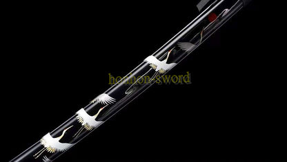 Damascus Folded Steel Katana Twisted Pattern Japanese Samurai Sword Battle Ready Black