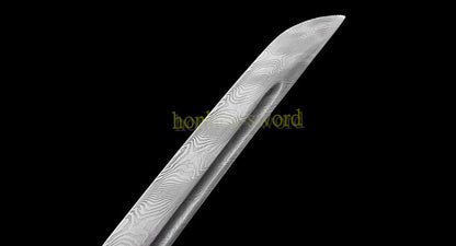 Damascus Folded Steel Katana Twisted Pattern Japanese Samurai Sword Battle Ready Black