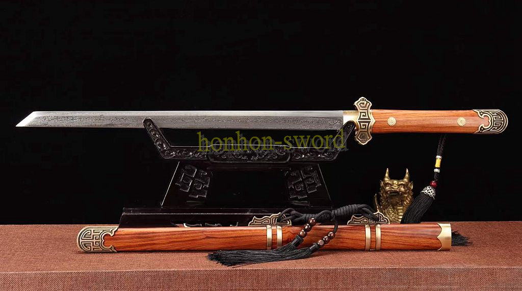 Épée de samouraï japonaise en acier plié noir, katana, lame tranchante faite à la main, noire 