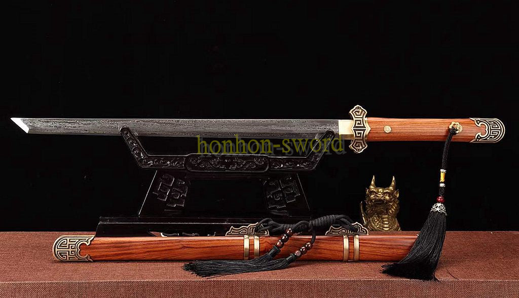 Épée de samouraï japonaise en acier plié noir, katana, lame tranchante faite à la main, noire 