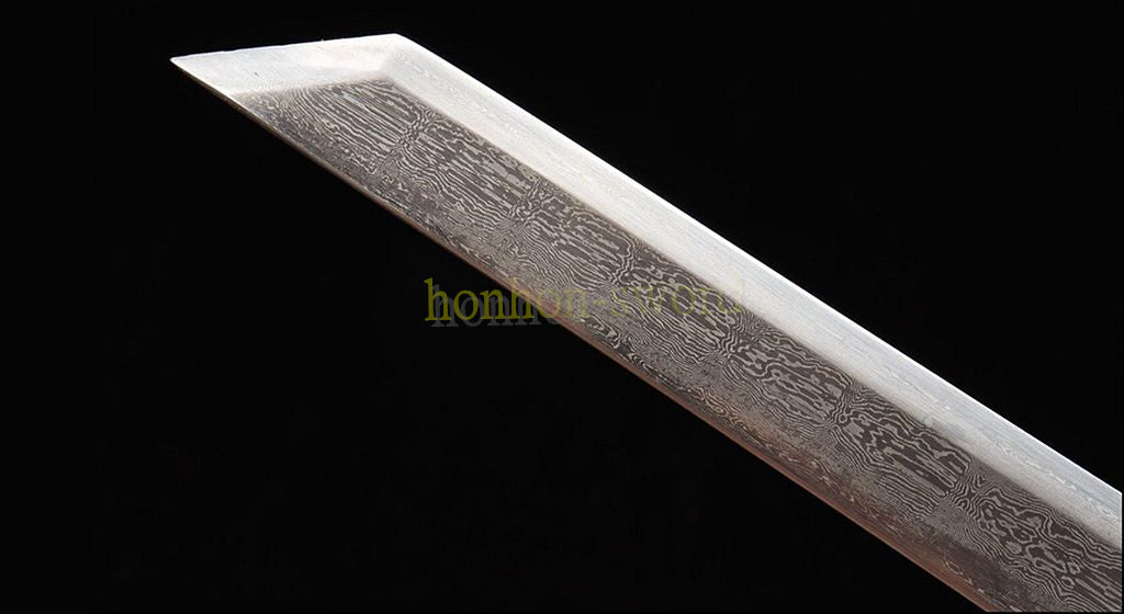 Épée de samouraï japonaise en acier plié noir, katana, lame tranchante faite à la main, noire 