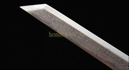 Épée de samouraï japonaise en acier plié noir, katana, lame tranchante faite à la main, noire 