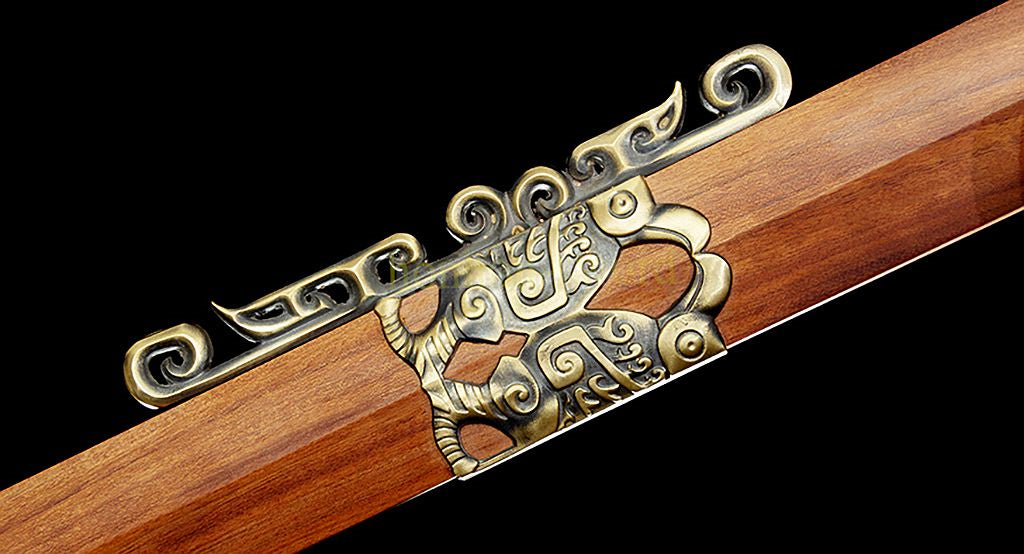 Damascus Folded Steel HanJian 汉剑 Chinese Jian Sword Sharp Rosewood Sheath