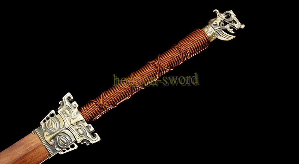 Damascus Folded Steel HanJian 汉剑 Chinese Jian Sword Sharp Rosewood Sheath