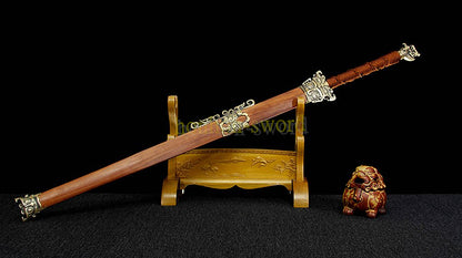 Damascus Folded Steel HanJian 汉剑 Chinese Jian Sword Sharp Rosewood Sheath