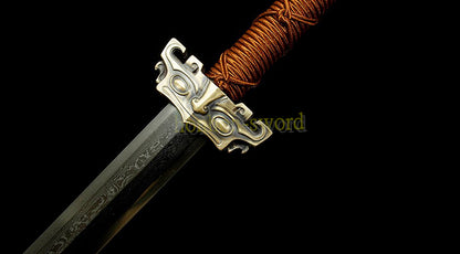 Damascus Folded Steel HanJian 汉剑 Chinese Jian Sword Sharp Rosewood Sheath