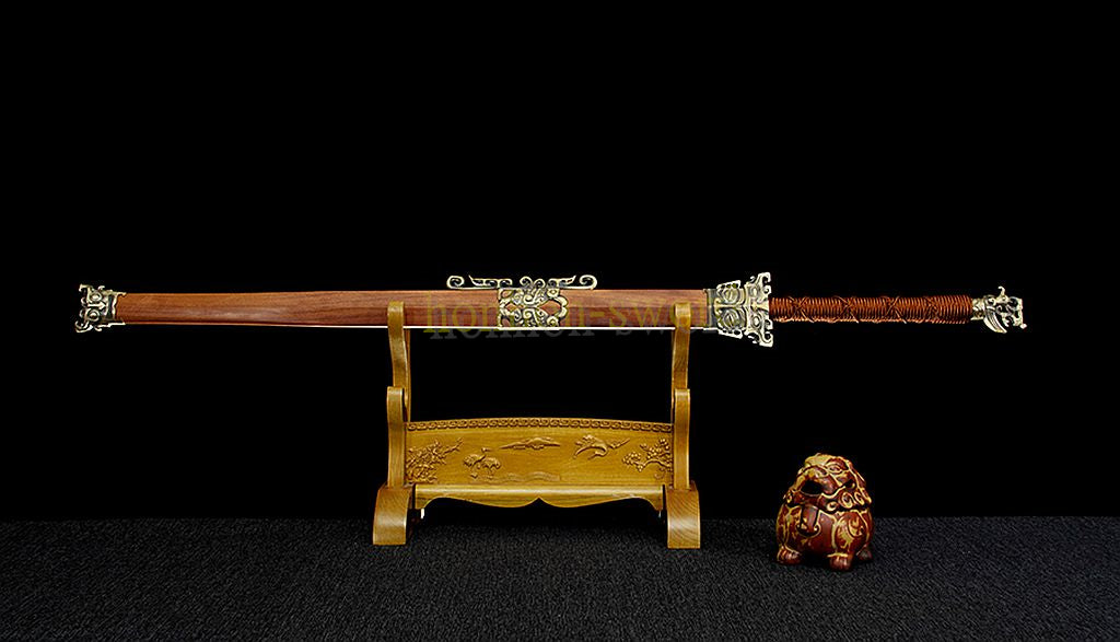 Damascus Folded Steel HanJian 汉剑 Chinese Jian Sword Sharp Rosewood Sheath