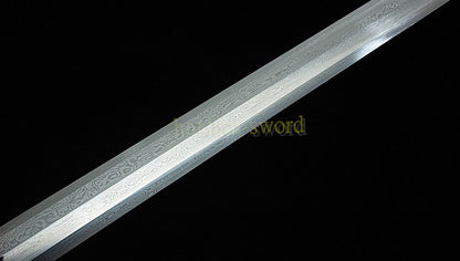 Damascus Folded Steel HanJian 汉剑 Chinese Jian Sword Sharp Rosewood Sheath