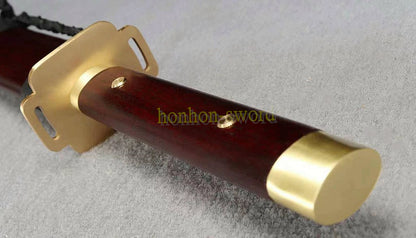 Handgeschmiedetes japanisches Samurai-Schwert Katana aus Damaszener-Faltstahl, scharf, ganz in Schwarz 