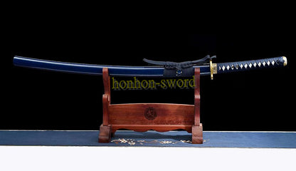 Épée de samouraï japonaise en acier plié noir, katana, lame tranchante faite à la main, noire 