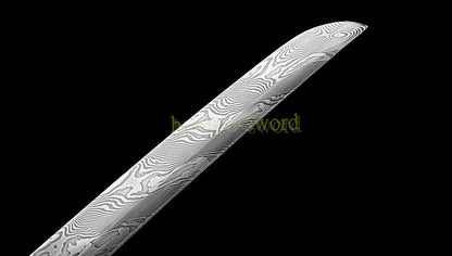 Épée de samouraï japonaise en acier plié noir, katana, lame tranchante faite à la main, noire 