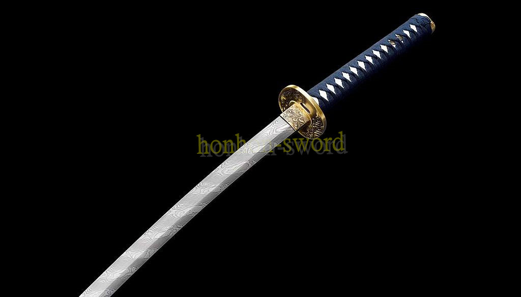 Épée de samouraï japonaise en acier plié noir, katana, lame tranchante faite à la main, noire 