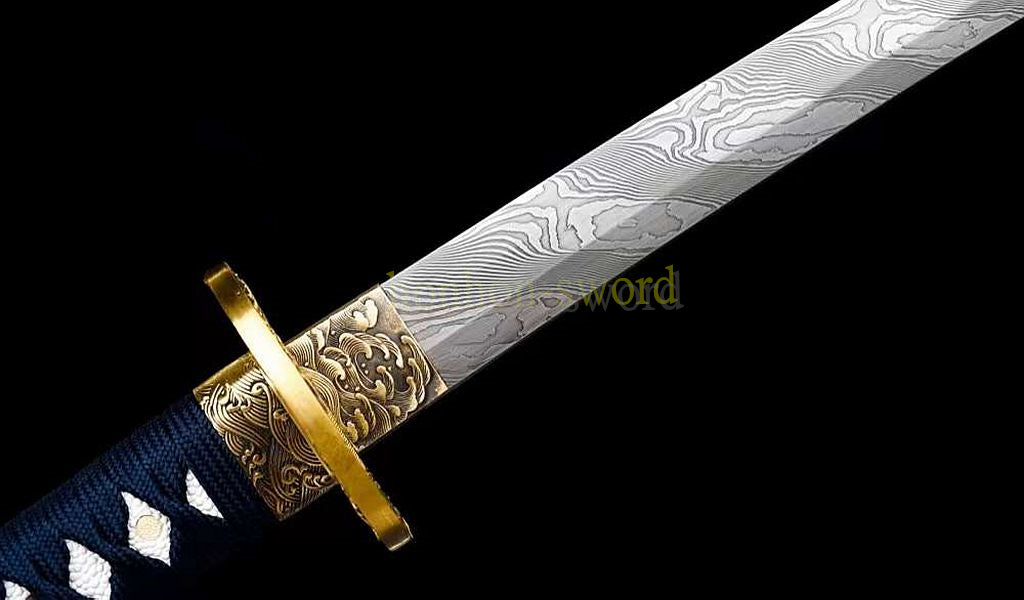 Épée de samouraï japonaise en acier plié noir, katana, lame tranchante faite à la main, noire 