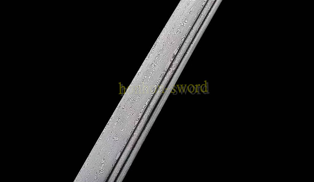 Handgeschmiedetes japanisches Samurai-Schwert Katana aus Damaszener-Faltstahl, scharf, ganz in Schwarz 