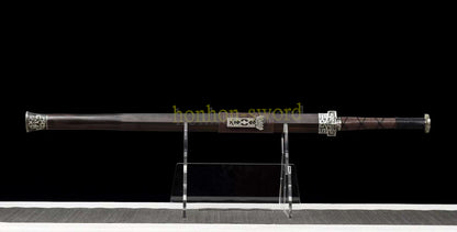 Damascus Folded Steel HanJian 汉剑 Chinese Jian Sword Sharp Ebony Sheath